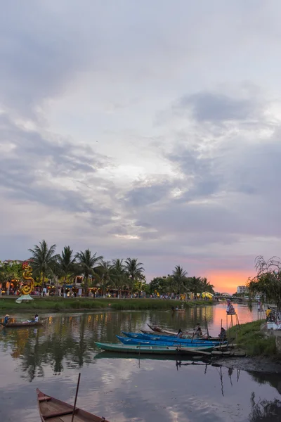 Riverscape in sunset at Hoi An town world heritage unesco