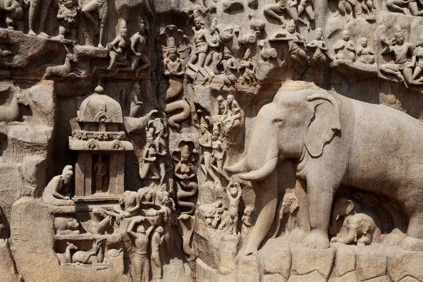 Bas-relief sculpture in Mammallapuram, India