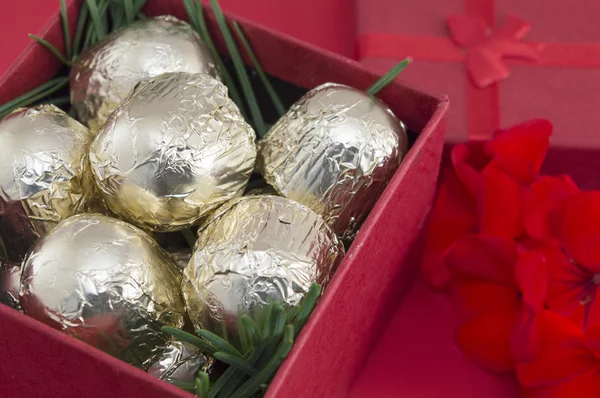 Chocolate candies wrapped  in golden coloured packaging