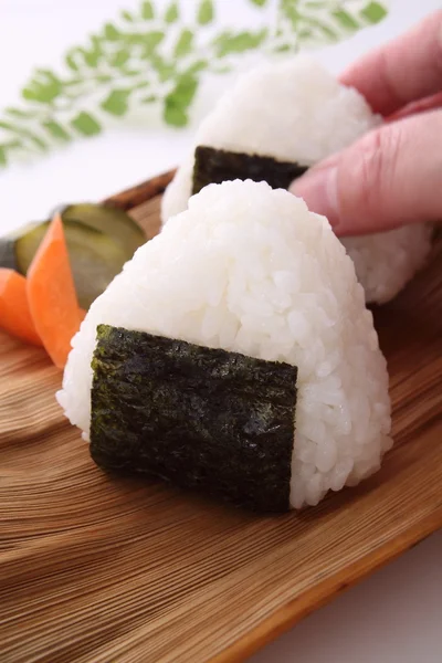 Rice ball with pickles