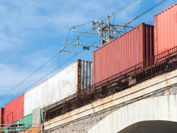 Containers on a freight train