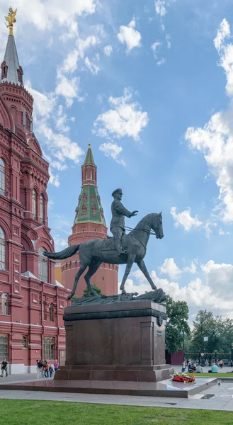 Monument of Marshal Zhukov near the building of the Historical Museum on Red Square