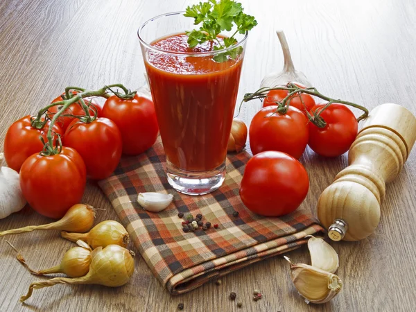 Summer gazpacho soup with vegetables