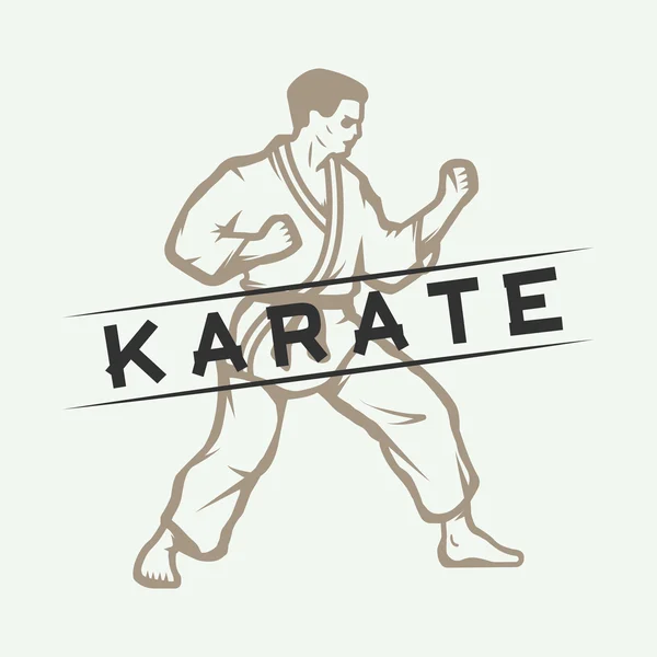 Vintage karate or martial arts logo, emblem, badge, label and design elements.