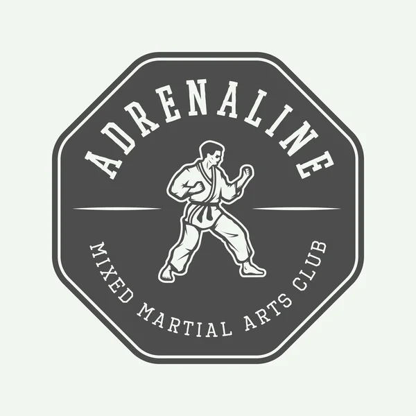 Vintage karate or martial arts logo, emblem, badge, label