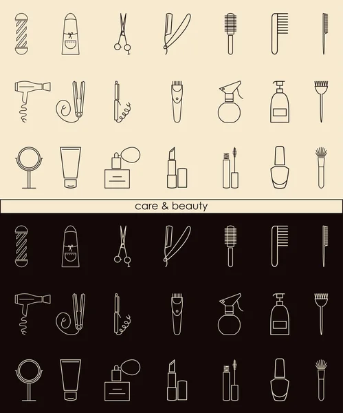 Care&Beauty linear icons for barber shop or beauty salon