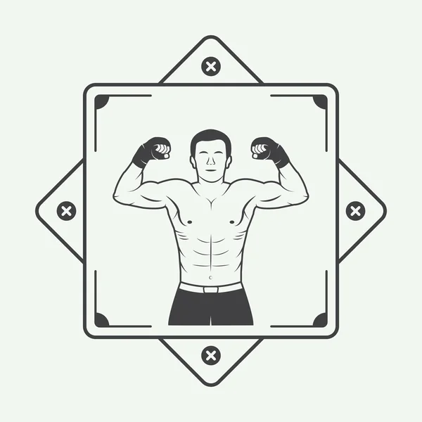 Boxing and martial arts logo, badge or label in vintage style