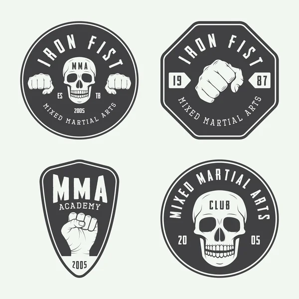 Set of vintage mixed martial arts logo, badges and emblems.