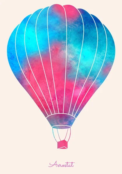 Watercolor vintage hot air balloon.Celebration festive background with balloons.Perfect for invitations,posters and cards