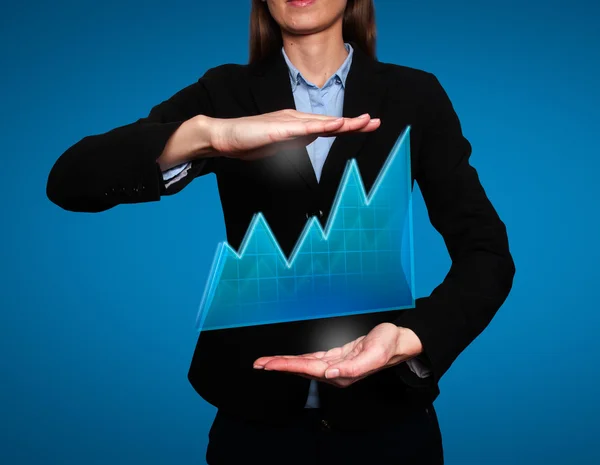 Businesswoman showing Growth graph. Success Work- Stock Image
