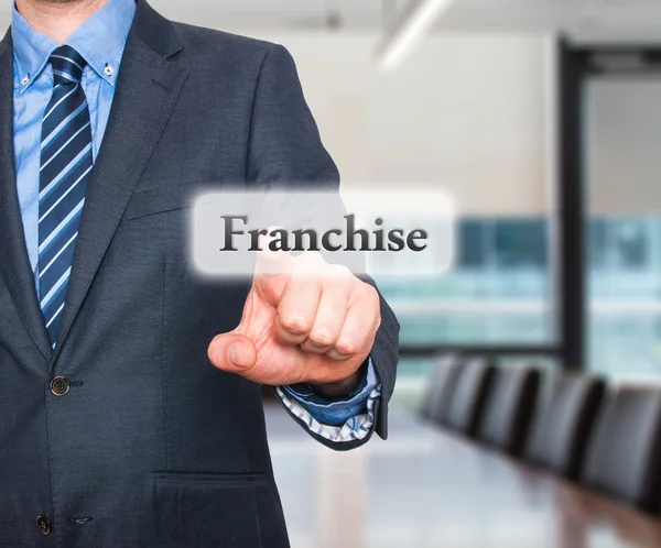 Business concept businessman pointing Franchise. Stock Image