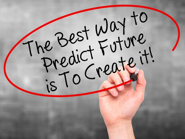 Man Hand writing The Best Way to Predict Future is To Create it!