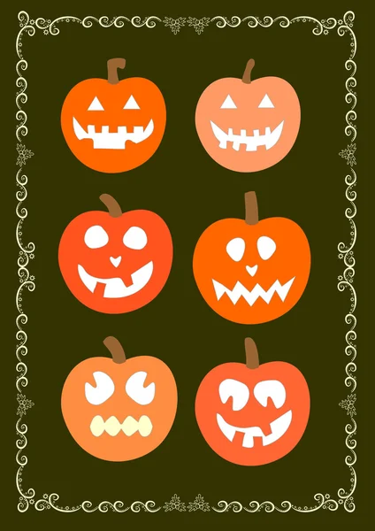 Holiday halloween pumpkins set of vector illustrations