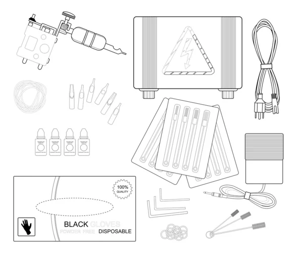 Set of professional tattoo equipment