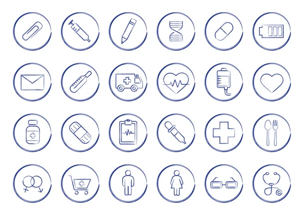 Medicine pen drawing linear icons