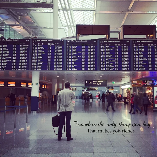 Instagram of man in airport with quote