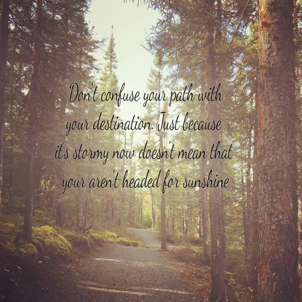Peaceful forest scene with quote