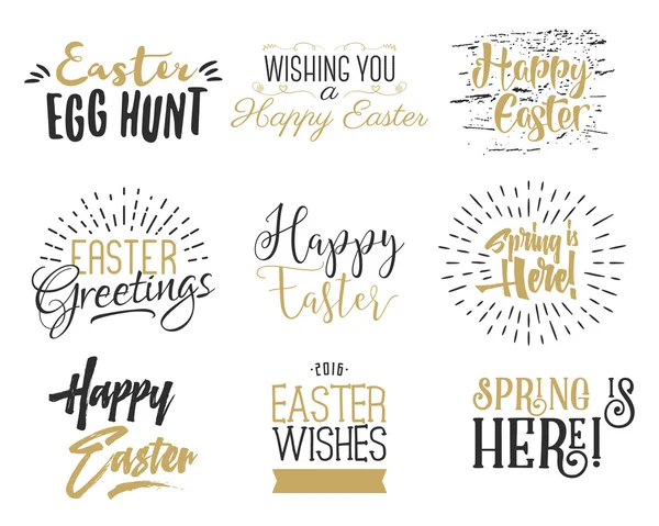 Easter wishes overlays, lettering labels design set. Retro holiday badges. Hand drawn emblem with ribbon. Isolated. Religious signs. Photo overlay designs for web, print