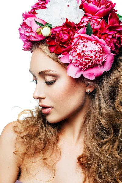 Fashion Beauty Model Girl with flowers in the hair