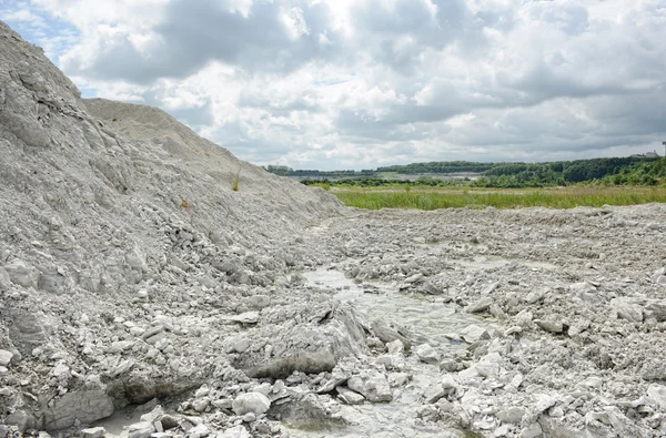 View into chalk rock open pit mine