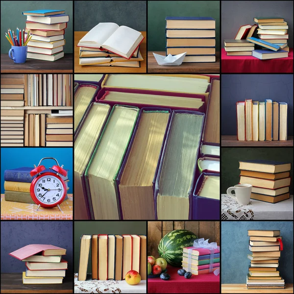 Collage from pictures with books