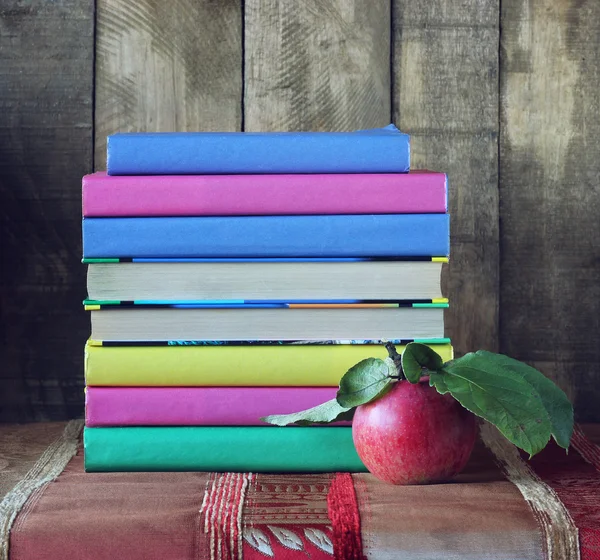 Back to school. School books in colorful covers.