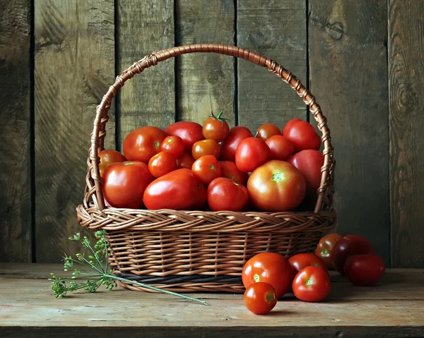 Basket with tomatoes. Vegetables in a basket.