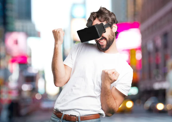 Crazy man with virtual glasses