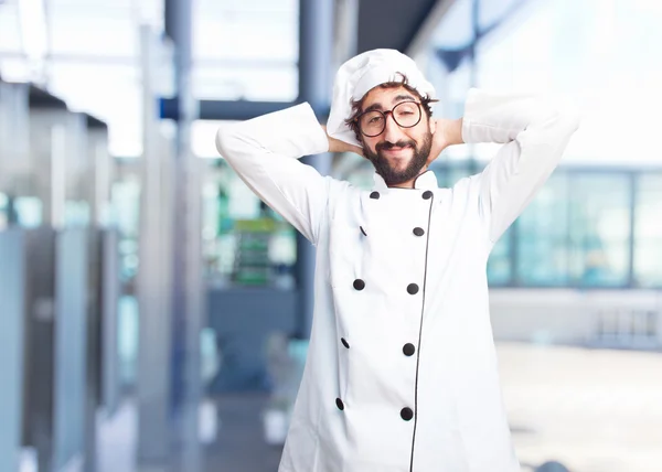 Crazy chef with happy expression
