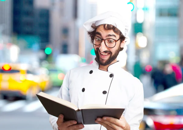 Crazy chef with book