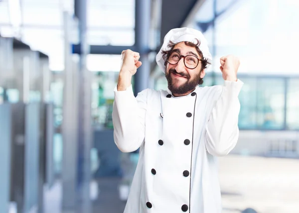 Crazy chef with happy expression