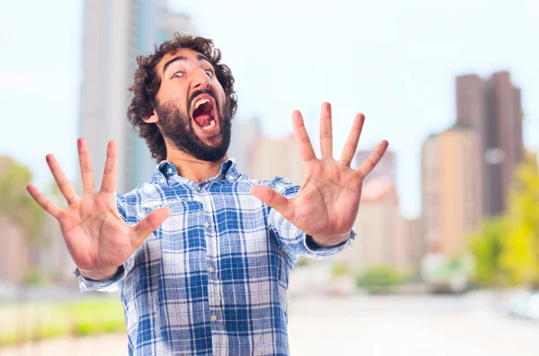 Young frightened man