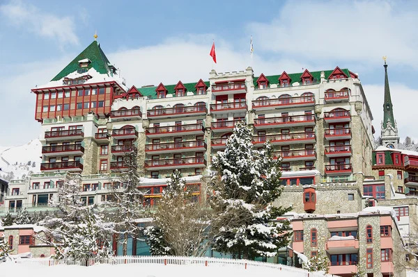 Exterior of the Palace hotel in Saint Moritz, Switzerland.