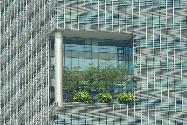 Exterior detail with the high elevated terrace at the modern building in Singapore, Singapore.