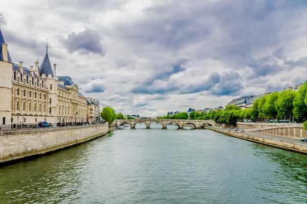 Beautiful Paris on the Seine river, the bridge over the river