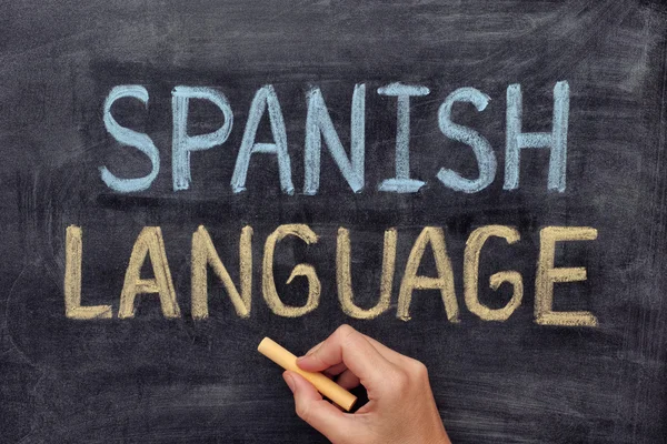 Spanish language. Hand drawing Spanish Language on blackboard