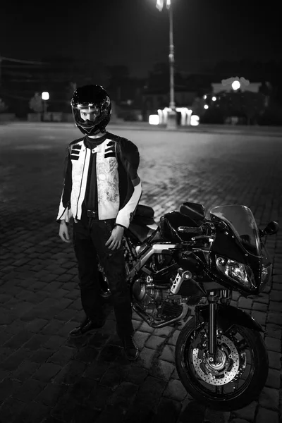 Motor biker evening night city