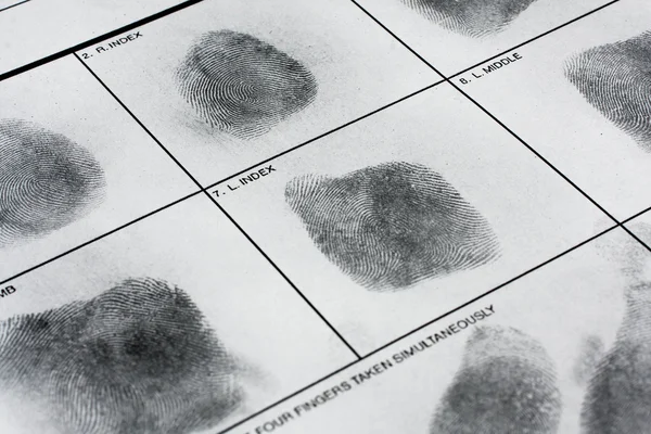 Fingerprint on police fingerprint card