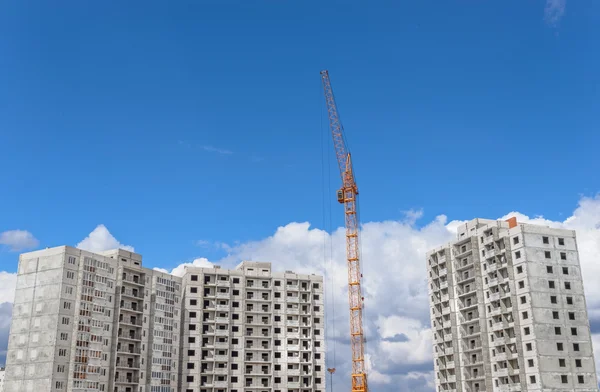 Construction of building and tall cranes
