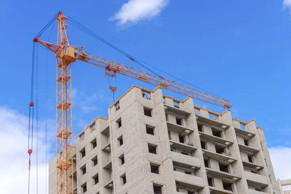 Construction of high-rise houses and hoist crane