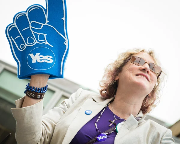 EDINBURGH, SCOTLAND, UK, September 18, 2014 - public expressing their opinion on independence during referendum day in Edinburgh