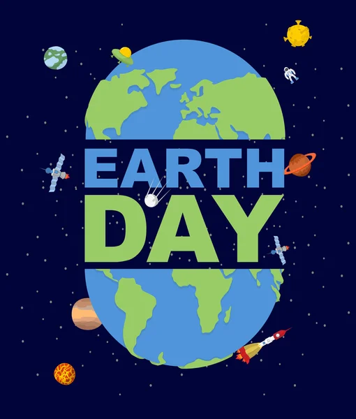 Earth Day emblem. Logo for Holidays of  Earth. Silhouette of con