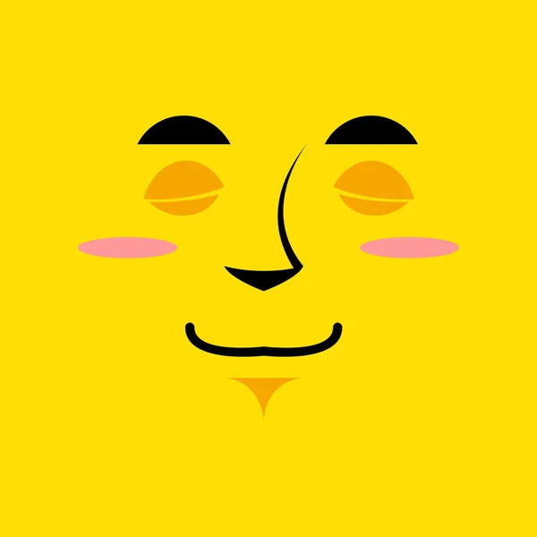 Cartoon cute face an yellow background. Gaiety emotion. Sleeping