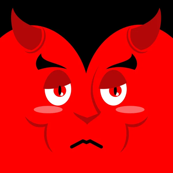 Devil sad. Sadness emotion on red background. Demon pessimist. S