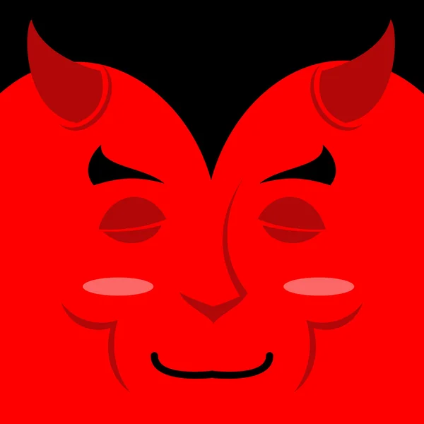 Sleeping demon with big smile. Cartoon cute face. Gaiety emotion