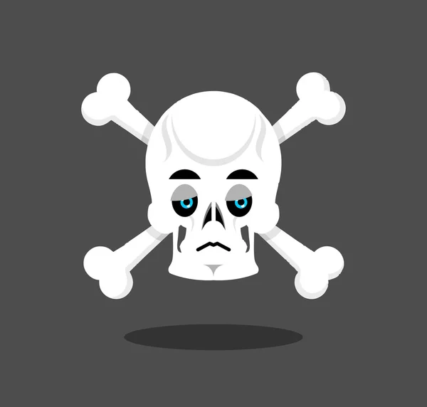 Sad skull emotion. Crossbones.  melancholy skeleton head