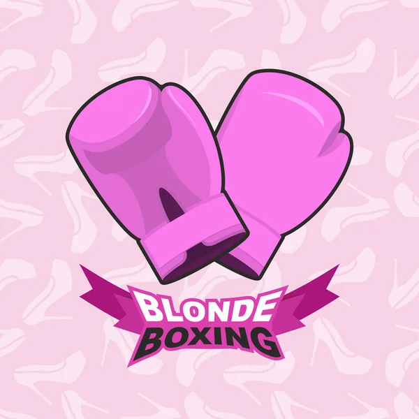 Blonde boxing. logo for comic female boxing. Pink boxing gloves