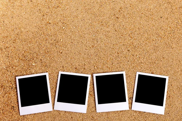 Beach with blank polaroid photos, summer holiday photo album