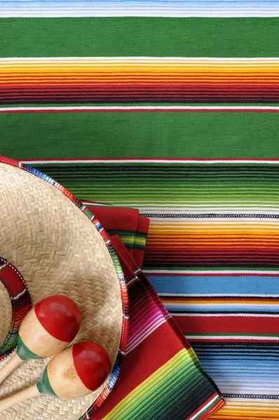 Mexican serape blanket with sombrero