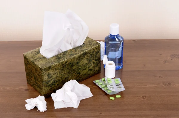 Box of tissues with medicine